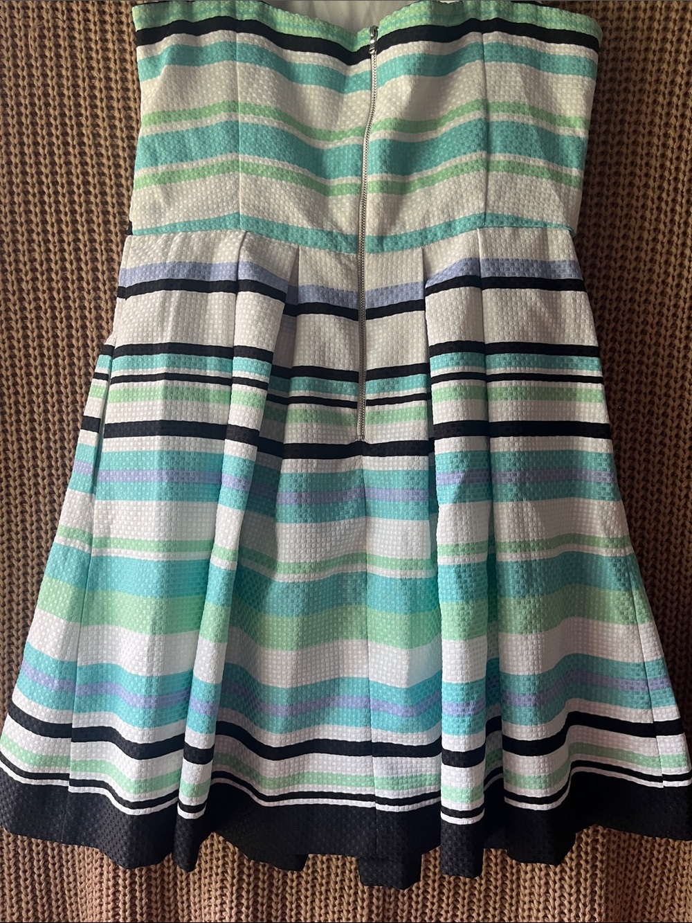 Danny & Nicole Mint, White & Black Striped Fit-and-Flare Dress - Picture 8 of 9
